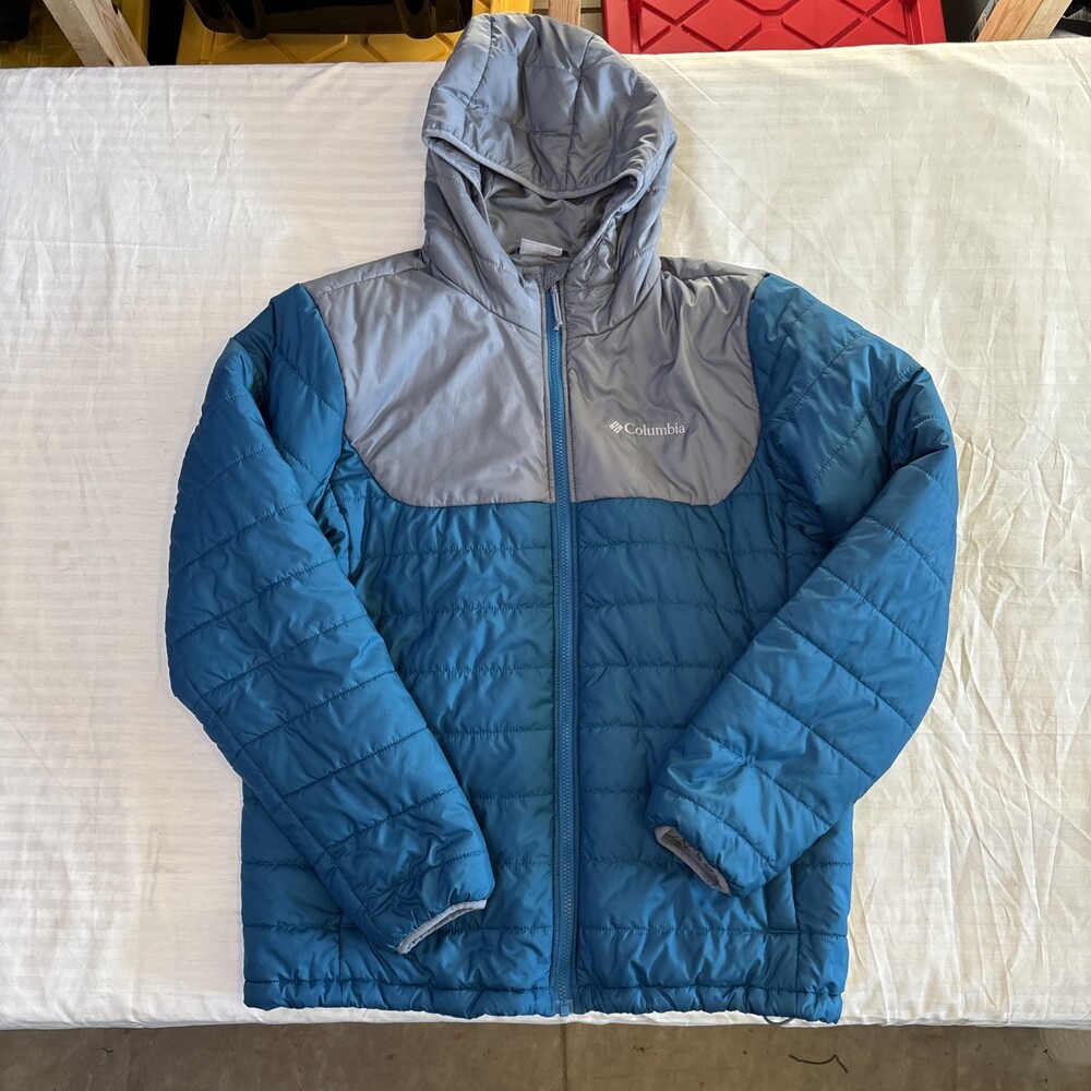 Columbia Women’s Hooded Puffer Jacket Blue Insulated Full Zip Size M.
